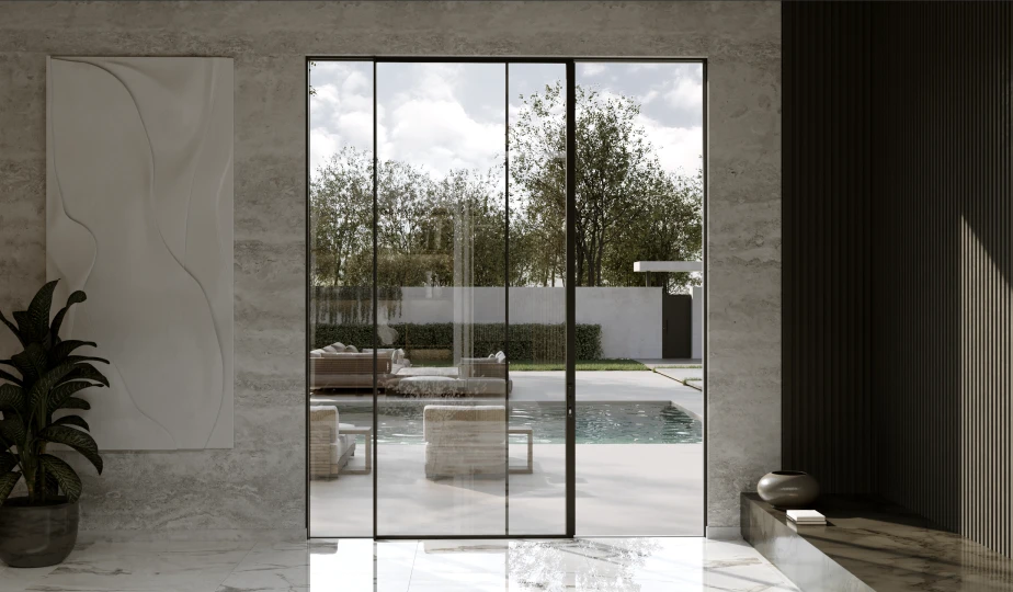 Cor Vision 2 Panel Sliding Doors: Fixed + Sliding — configuration diagram