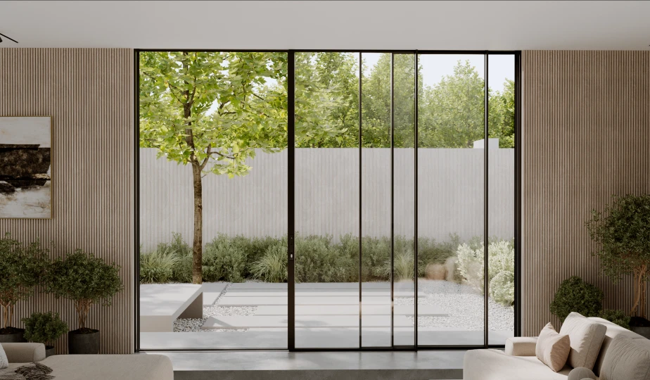 Cor Vision 3 Panel Sliding Doors: 2 Sliding + 1 Fixed — configuration diagram