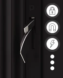 Pirnar door handle with smart access icons showing lock, unlock, and battery status