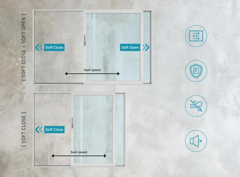 Smart Energy Sliding Door — optional soft close and soft open