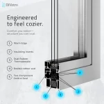 Cross-section of an aluminum window profile showing warm edge, insulating inserts, thermal break, and double seals — thumbnail 3
