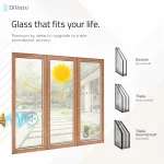 Oak Wood Triple Picture Window with double glazing, triple glazing and soundproof glass package options — thumbnail 5