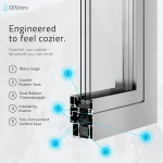 Thermally broken aluminum window frame cross section with insulation inserts and double sealing — thumbnail 4