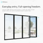 Aluminum bi-fold patio door in closed position 4 panel right to left outward opening system — thumbnail 3