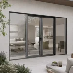 DiVetro 4-panel monorail aluminum lift-and-slide patio door with two center sliding panels and full-height fixed side glass — thumbnail 2