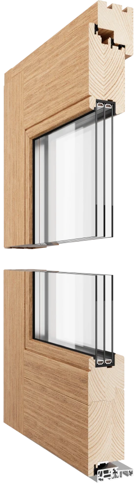 Wood French patio door frame — engineered timber