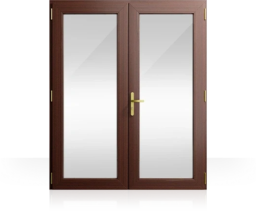 Bold French door frame — substantial door presence