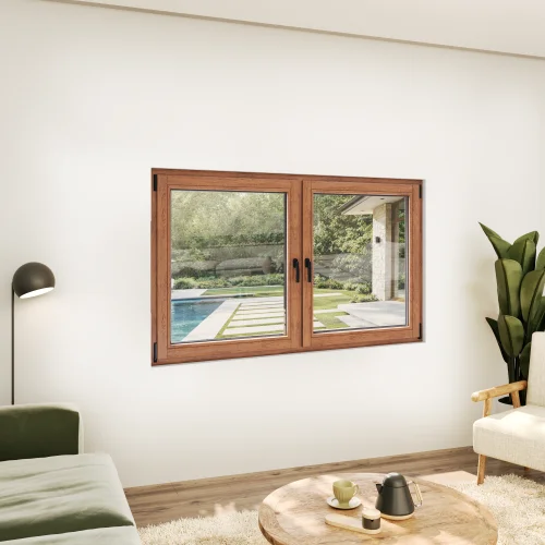 Oak Wood Double Casement Window 68x50" - Both Sashes Tilt & Turn