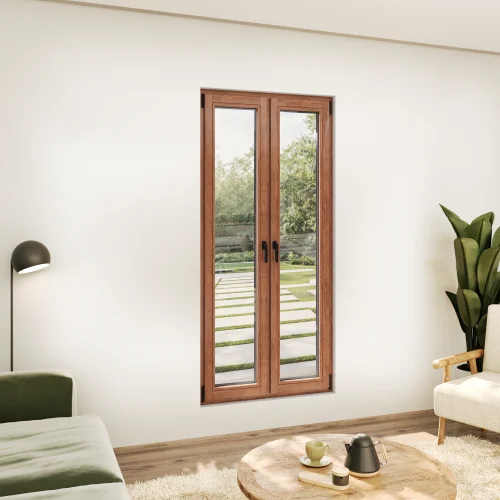 Oak Wood Double Casement Window 48x82" - Both Sashes Tilt & Turn