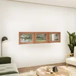Oak Wood Triple Picture Window 76x20" - Three Fixed Panels — thumbnail 1
