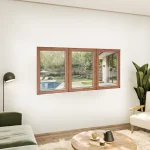 Oak Wood Triple Picture Window 92x50" - Three Fixed Panels — thumbnail 1