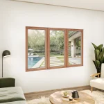 Oak Wood Triple Picture Window 82x60" - Three Fixed Panels — thumbnail 1