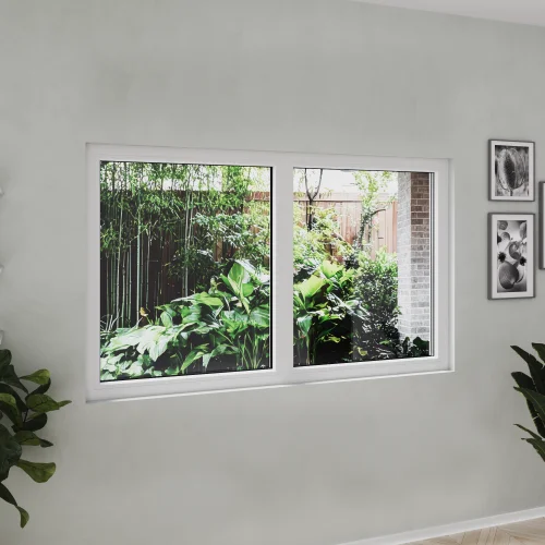 uPVC Double Picture Window 64x34" - Two Fixed Panels