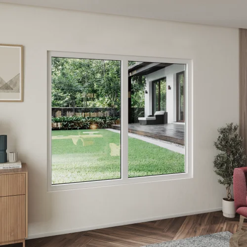 uPVC Double Picture Window 64x60" - Two Fixed Panels