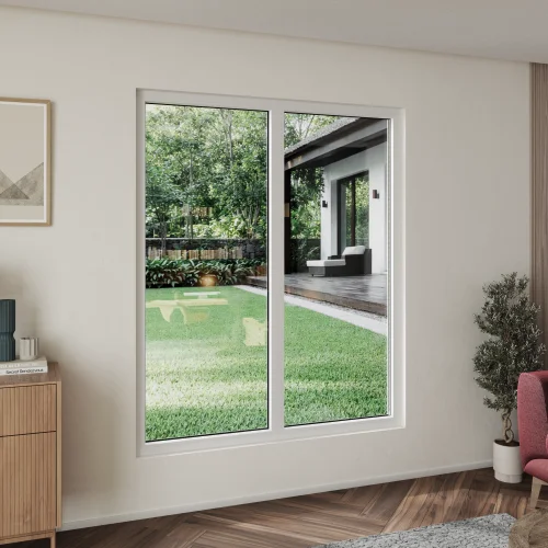 uPVC Double Picture Window 64x64" - Two Fixed Panels