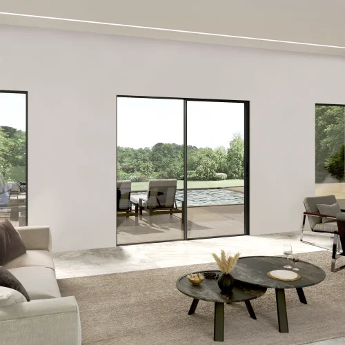 Ultra-Slim Aluminum Sliding Patio Door 94x104" - Cor Vision
