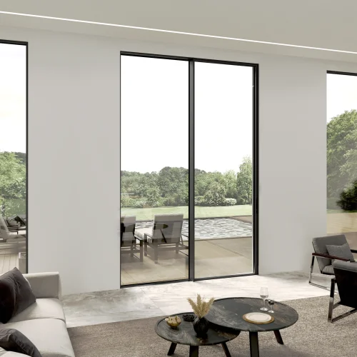 Ultra-Slim Aluminum Sliding Patio Door 88x128" - Cor Vision Plus
