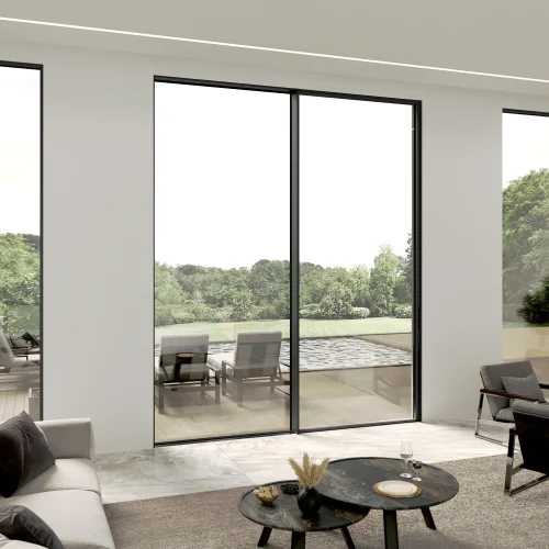 Ultra-Slim Aluminum Sliding Patio Door 114x140" - Cor Vision Plus