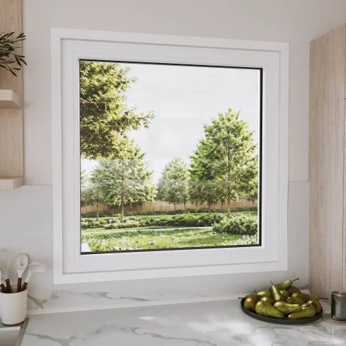 Pine Wood Picture Window 44x42" - European Fixed Window