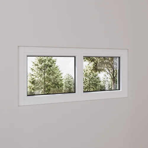 Pine Wood Double Picture Window 48x22" - Two Fixed Panels