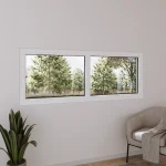 Pine Wood Double Picture Window 72x26" - Two Fixed Panels — thumbnail 1