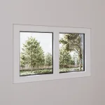 Pine Wood Double Picture Window 44x30" - Two Fixed Panels — thumbnail 1