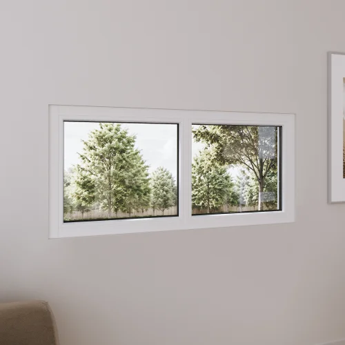 Pine Wood Double Picture Window 58x30" - Two Fixed Panels