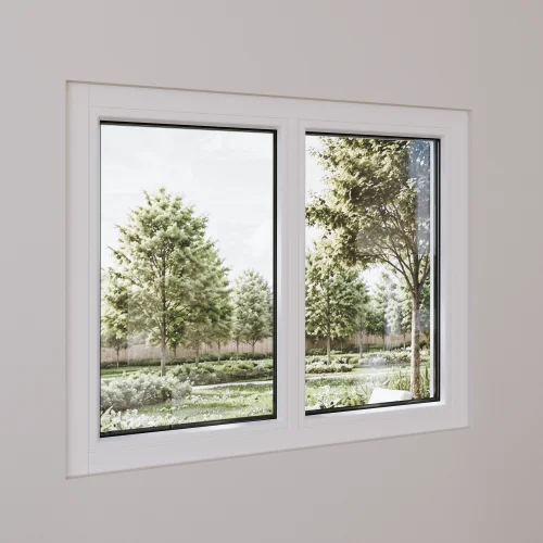 Pine Wood Double Picture Window 52x36" - Two Fixed Panels