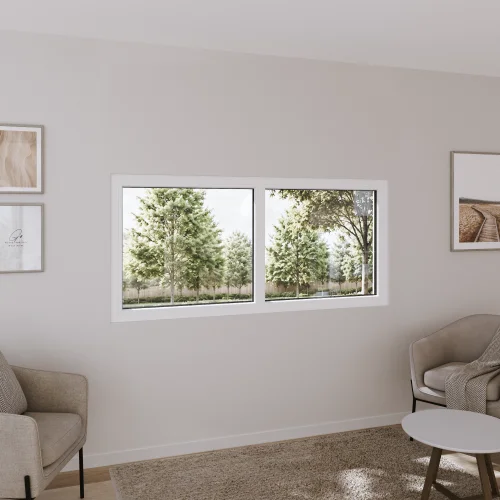 Pine Wood Double Picture Window 70x36" - Two Fixed Panels
