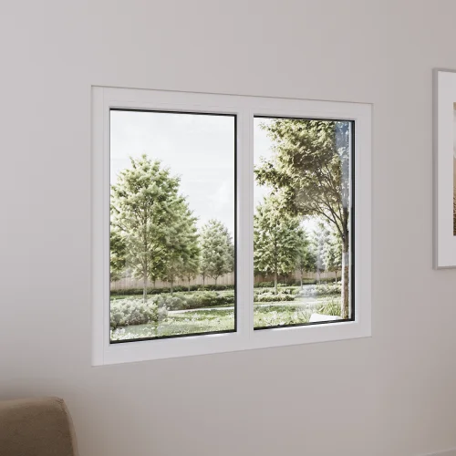 Pine Wood Double Picture Window 54x40" - Two Fixed Panels
