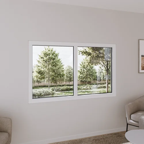 Pine Wood Double Picture Window 70x42" - Two Fixed Panels