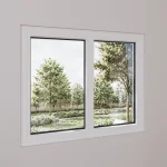 Pine Wood Double Picture Window 44x46" - Two Fixed Panels — thumbnail 1