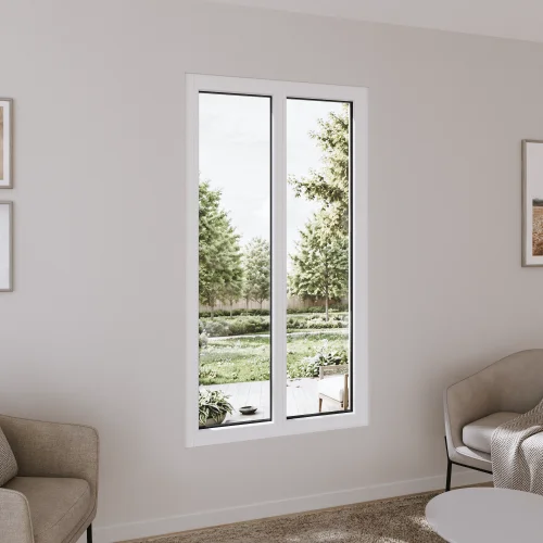Pine Wood Double Picture Window 46x64" - Two Fixed Panels