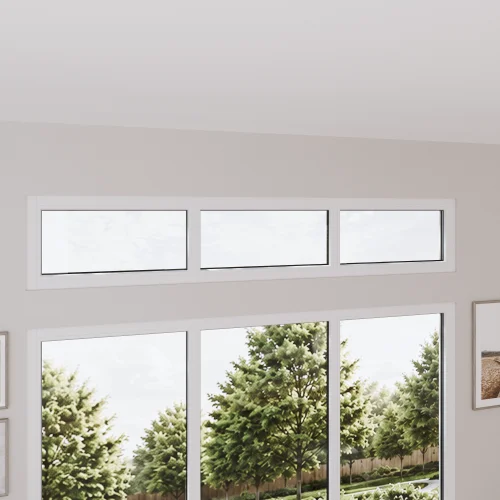 Pine Wood Triple Picture Window 92x20" - Three Fixed Panels