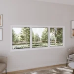 Pine Wood Triple Picture Window 96x32" - Three Fixed Panels — thumbnail 1