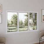 Pine Wood Triple Picture Window 82x54" - Three Fixed Panels — thumbnail 1
