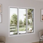 Pine Wood Triple Picture Window 74x66" - Three Fixed Panels — thumbnail 1