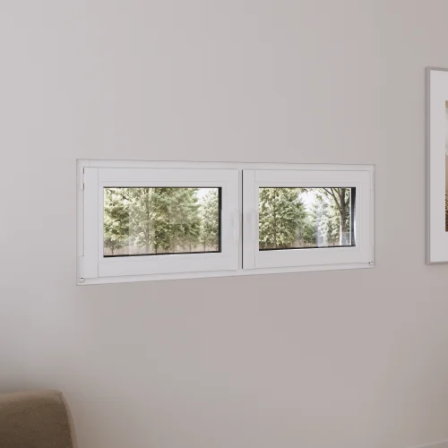 Pine Wood Double Casement Window 54x24" - Both Sashes Tilt & Turn
