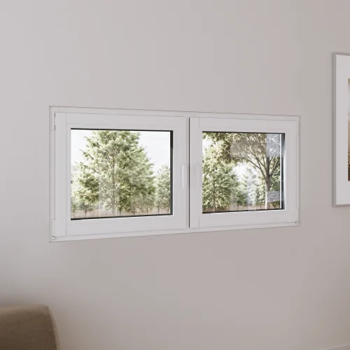 Pine Wood Double Casement Window 58x30" - Both Sashes Tilt & Turn