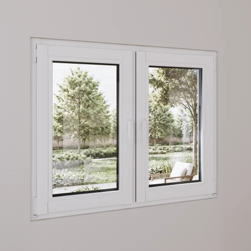 Pine Wood Double Casement Window 44x48" - Both Sashes Tilt & Turn