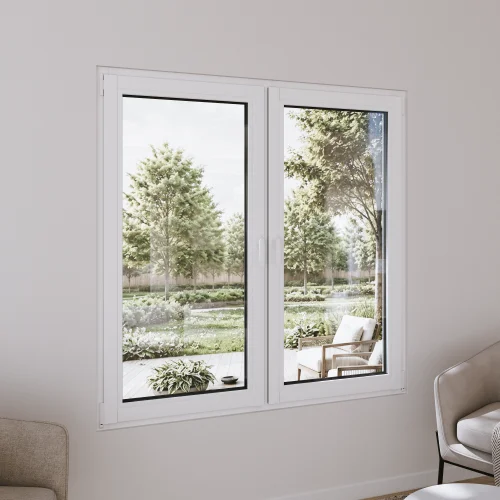 Pine Wood Double Casement Window 66x66" - Both Sashes Tilt & Turn