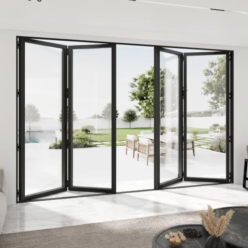 Aluminum Bi-Fold Patio Door 184x98" - 4 Panels Outward Opening