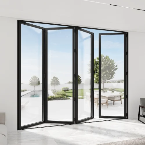Bi-Fold Patio Door 184x96" - Aluminum 4-Panel Folding Door, Outswing