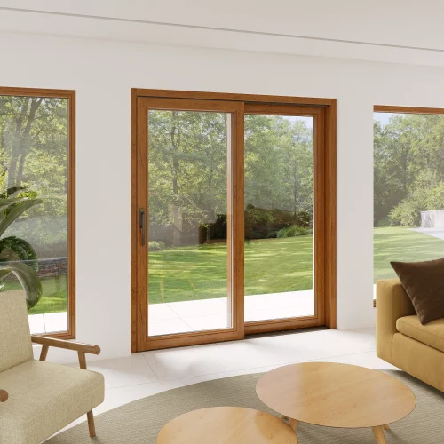 Wood Sliding Patio Door 76x82" - HST Lift-and-Slide + Fixed Panel