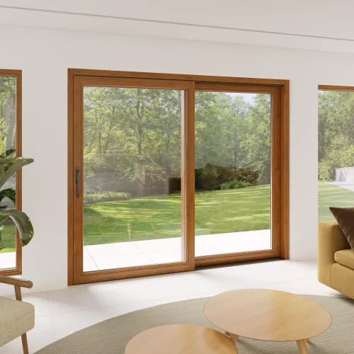 Wood Sliding Patio Door 94x88" - HST Lift-and-Slide + Fixed Panel