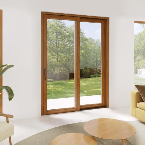 Wood Sliding Patio Door 76x92" - HST Lift-and-Slide + Fixed Panel