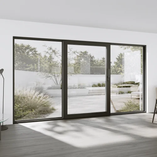 Aluminum Sliding Patio Door 146x80" - Triple Monorail Lift-and-Slide with Center Moving Panel