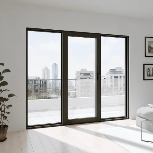 Aluminum Sliding Patio Door 104x82" - Triple Monorail Lift-and-Slide with Center Moving Panel
