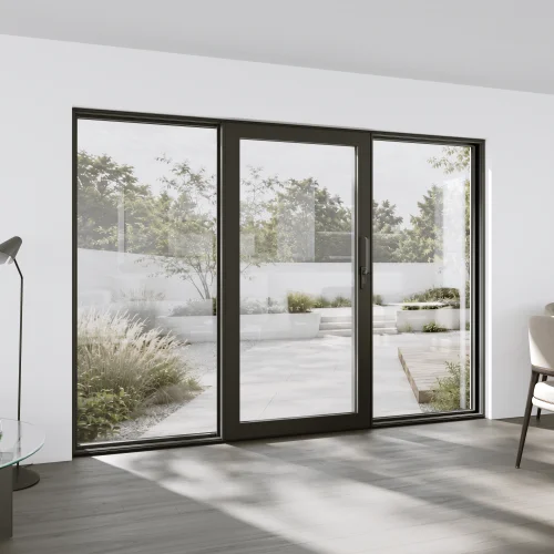 Aluminum Sliding Patio Door 106x82" - Triple Monorail Lift-and-Slide with Center Moving Panel