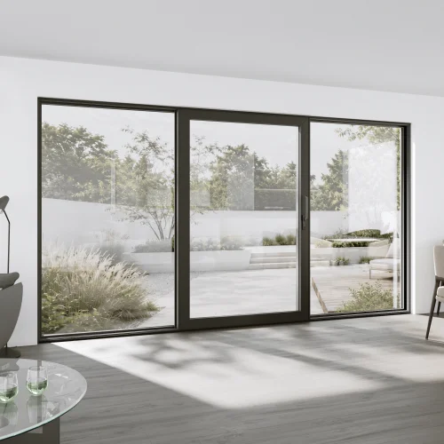 Aluminum Sliding Patio Door 154x84" - Triple Monorail Lift-and-Slide with Center Moving Panel